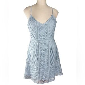 Abercrombie & Fitch Blue Crochet Eyelet Dress with Adjustable Straps Sz S EUC
